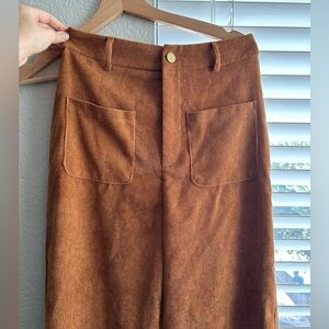 Pumpkin Orange Corduroy Pants with Front Pockets